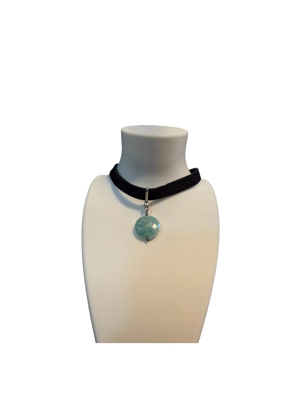 Nakamol Amazonite Faceted Gemstone Black Choker Necklace